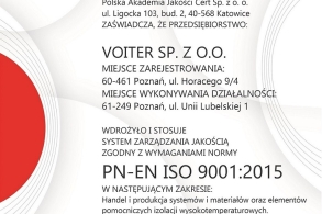 Certyfikat ISO 9001 2023 PL Voiter Sp