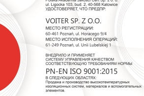 Certyfikat ISO 9001 2023 RU Voiter Sp